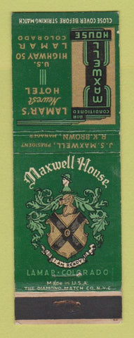 Matchbook Cover - Maxwell House Hotel Lamar Colorado WEAR