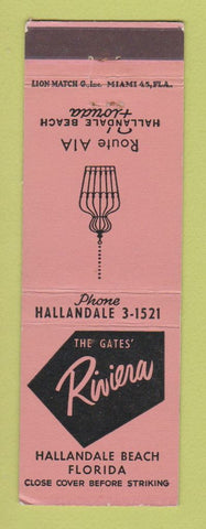 Matchbook Cover - Gates' Riviera Hallandale Beach FL