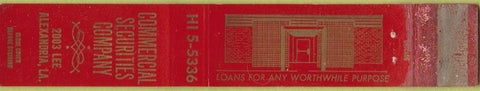 Matchbook Cover - Commercial Securities Co Alexandria VA 10 Strike