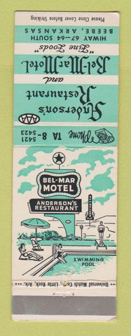 Matchbook Cover - Bel Mar Motel Anderson's Restaurant Beebe AR