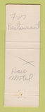 Matchbook Cover - Bel Mar Motel Anderson's Restaurant Beebe AR