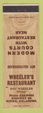 Matchbook Cover - Wheeler's Restaurant Kowa OK motel