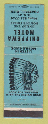 Matchbook Cover - Chippewa Motel Chassell MI Indian WEAR