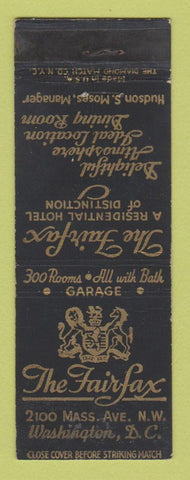 Matchbook Cover - The Fairfax Hotel Washington DC WEAR