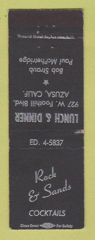 Matchbook Cover - Rock & Sands Cocktails Restaurant Azusa CA WEAR