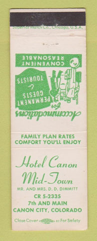 Matchbook Cover - Hotel Canon Mid Town Canon City Colorado WEAR
