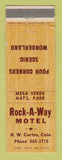 Matchbook Cover - Rock A Way Motel Cortez Colorado