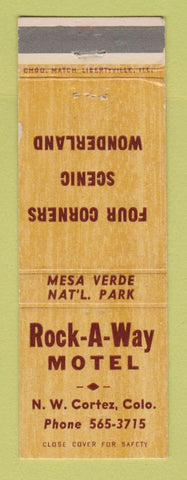 Matchbook Cover - Rock A Way Motel Cortez Colorado