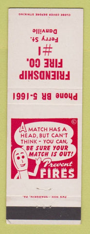 Matchbook Cover - Friendship Fire Company Danville PA