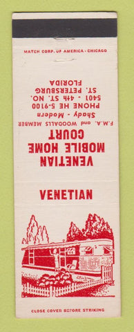 Matchbook Cover - Venetian Mobile Home Court St Petersburg FL