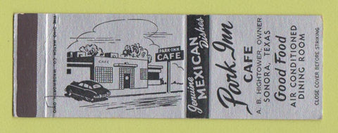 Matchbook Cover - Park Inn Cafe Sonora TX