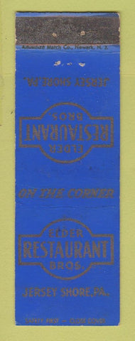 Matchbook Cover - Elder Bros Restaurant Jersey Shore PA WORN