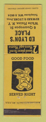 Matchbook Cover - Ed Lyon's Place White Plains NY restaurant