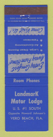 Matchbook Cover - Landmark Motor Lodge Vero Beach FL