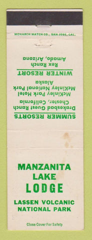 Matchbook Cover - Manzanita Lake Lodge Lassen Volcano Chester CA Amado AZ WEAR