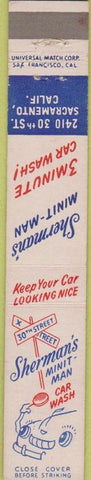 Matchbook Cover - Sherman's Car Wash Sacramento CA 10 Strike