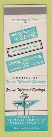 Matchbook Cover - Warm Mineral Springs Inn Venice FL