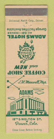 Matchbook Cover - Adams Hotel Denver Colorado