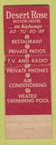 Matchbook Cover - Desert Rose Motor Hotel Phoenix AZ