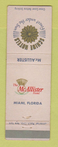 Matchbook Cover - McAllister Hotel Miami FL Shine