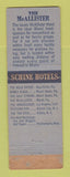 Matchbook Cover - McAllister Hotel Miami FL Shine