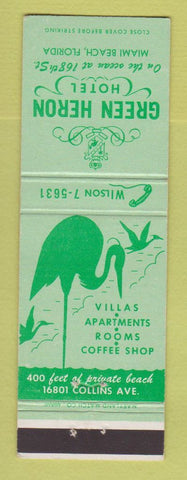 Matchbook Cover - Green Heron Hotel Miami Beach FL