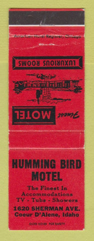 Matchbook Cover - Humming Bird Hotel Coeur D'Alene ID