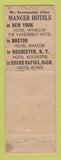 Matchbook Cover - Hamilton Hotel Washington DC