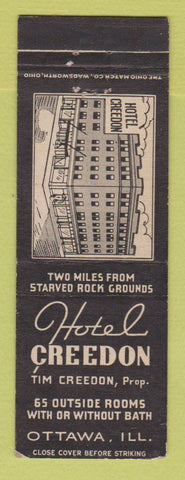 Matchbook Cover - Hotel Creedon Ottawa IL