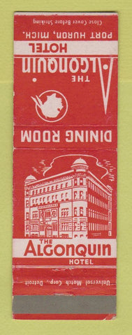 Matchbook Cover - Algonquin Hotel Port Huron MI