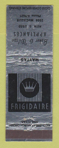 Matchbook Cover - Frigidaire Appliances Baker & Wilson Chattanooga TN