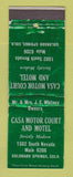 Matchbook Cover - Casa Motor Court Motel Colorado Springs WEAR