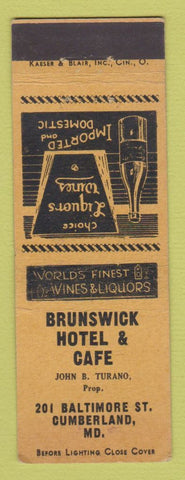Matchbook Cover - Brunswick Hotel Cafe Cumberland MD