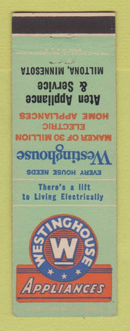 Matchbook Cover - Westinghouse Appliances Aten Miltona MN