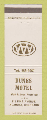 Matchbook Cover - Dunes Motel Alamosa Colorado