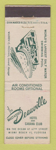 Matchbook Cover - Macfadden Deauville Hotel Miami Beach FL