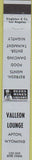 Matchbook Cover - Velleon Lounge Afton WY 10 Strike