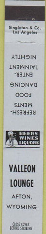 Matchbook Cover - Velleon Lounge Afton WY 10 Strike