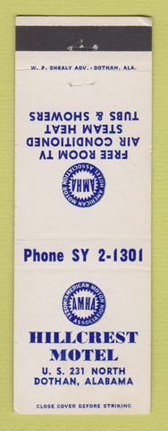 Matchbook Cover - Hillcrest Motel Dothan AL