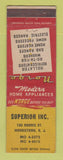 Matchbook Cover - Norge Appliances Superior Morristown NJ