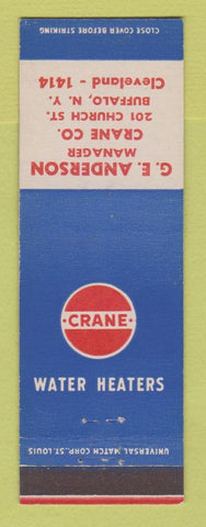 Matchbook Cover - Crane Water Heats Buffalo NY