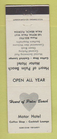 Matchbook Cover - Heart of Palm Beach Motor Hotel Palm Beach FL