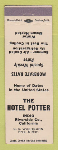 Matchbook Cover - Hotel Potter Indio CA