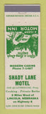 Matchbook Cover - Shady Lane Motel Lincoln NE Joe Quattrocchi