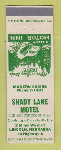 Matchbook Cover - Shady Lane Motel Lincoln NE Joe Quattrocchi