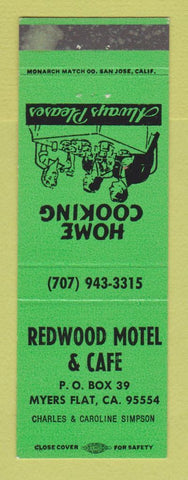 Matchbook Cover - Redwood Motel Cafe Myers Flat CA