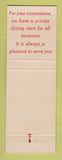 Matchbook Cover - Plantation Restaurant Marietta GA Jackson MS Tuscaloosa AL