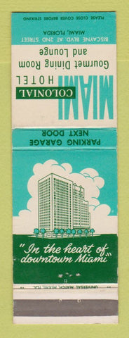 Matchbook Cover - Miami Colonial Hotel Miami FL