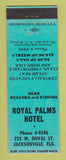 Matchbook Cover - Royal Palms Hotel Jacksonville FL