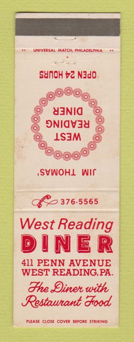 Matchbook Cover - West Reading Diner PA